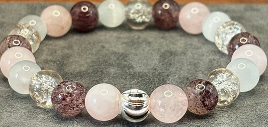 925 silver plated accent beaded Semi-Precious stone bracelet.