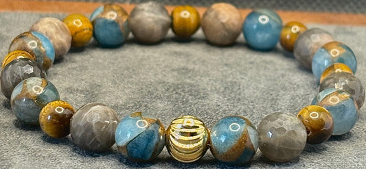 24ct gold plated accent beaded Semi-Precious stone bracelet.